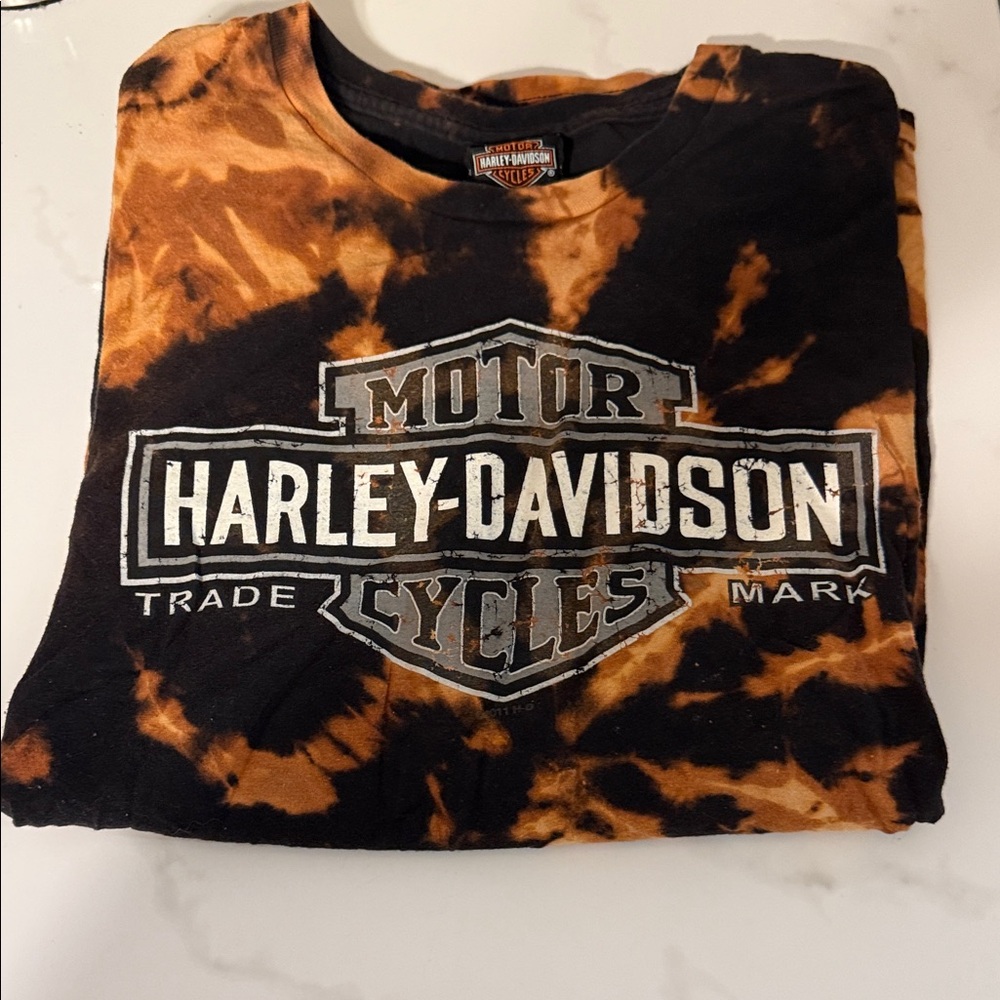 Harley-Davidson Black and Orange Tie-Dye Tee
